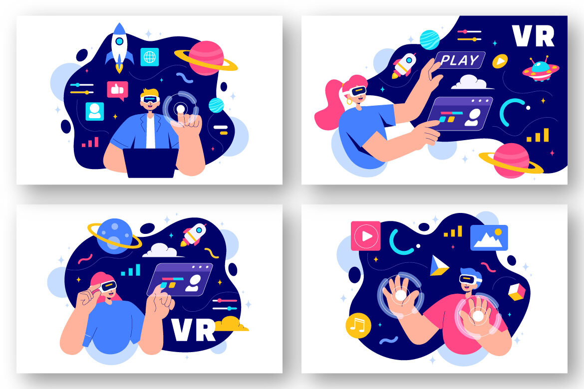 9 Virtual Reality Tech FREE Illustrations alternate