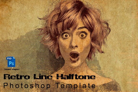 Retro Line Halftone FREE Photoshop Template