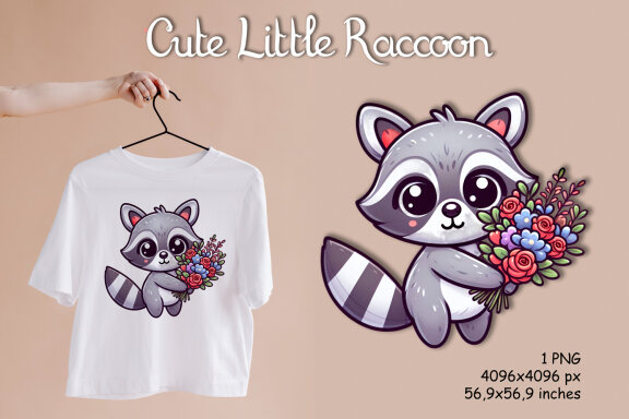 Cute Little Raccoon PNG Clipart