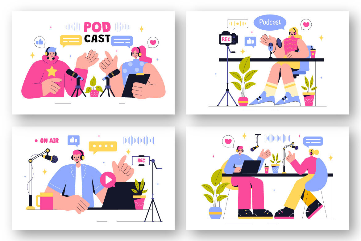 13 Podcast Studio FREE Illustrations alternate