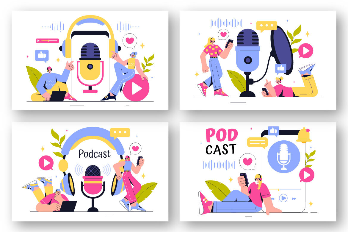 13 Podcast Studio FREE Illustrations - view 3
