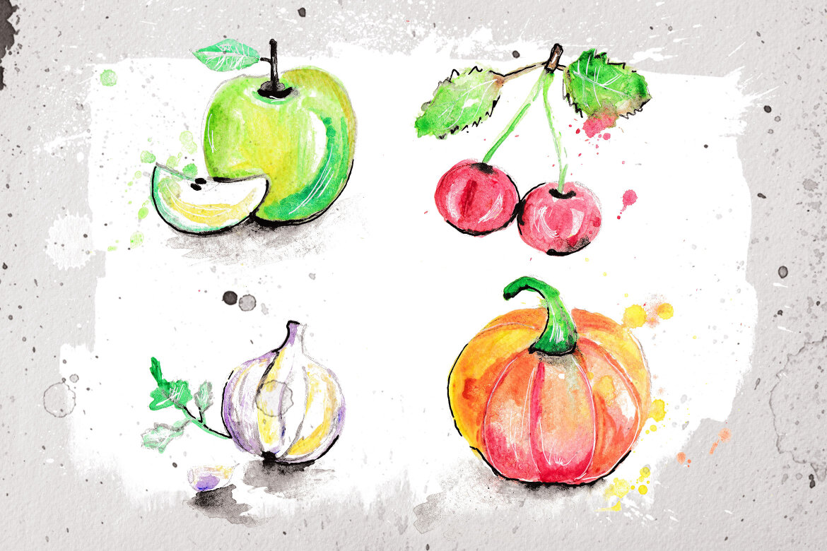 Free Watercolor Food Illustrations alternate