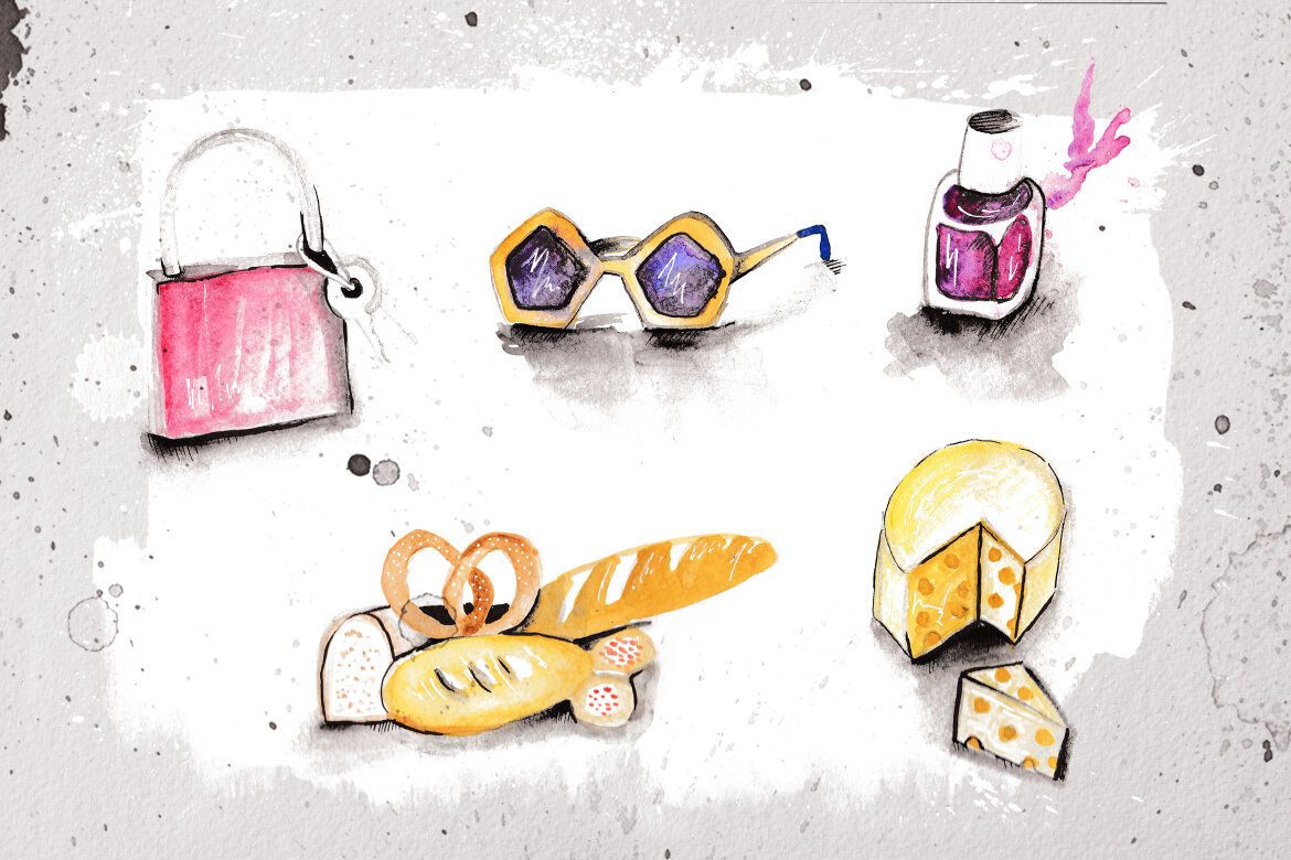 Free Watercolor Paris Travel Illustrations - view 4