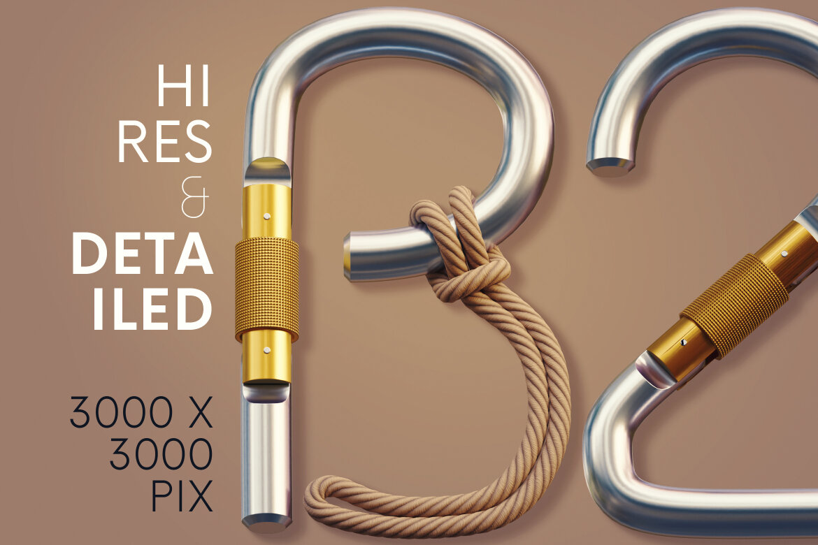 Carabiner - Free 3D Alphabet alternate