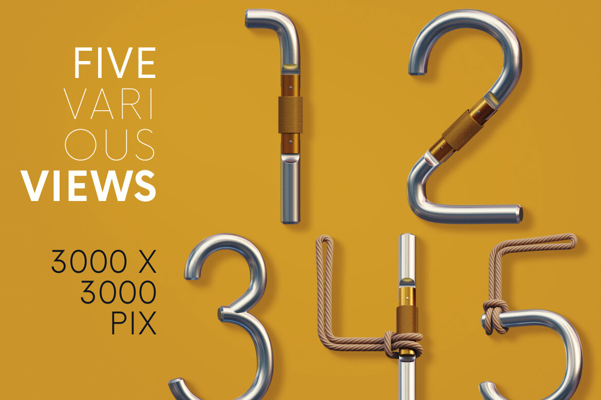 Carabiner - Free 3D Alphabet - view 3