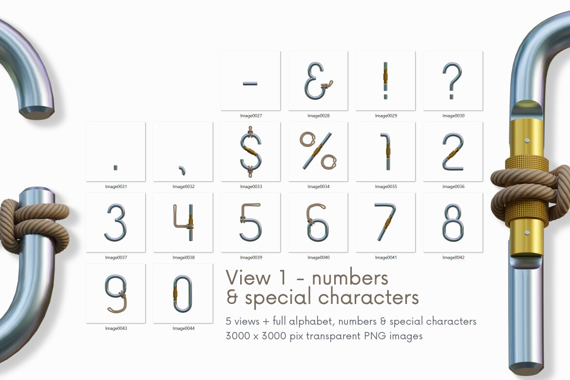 Carabiner - Free 3D Alphabet - view 7