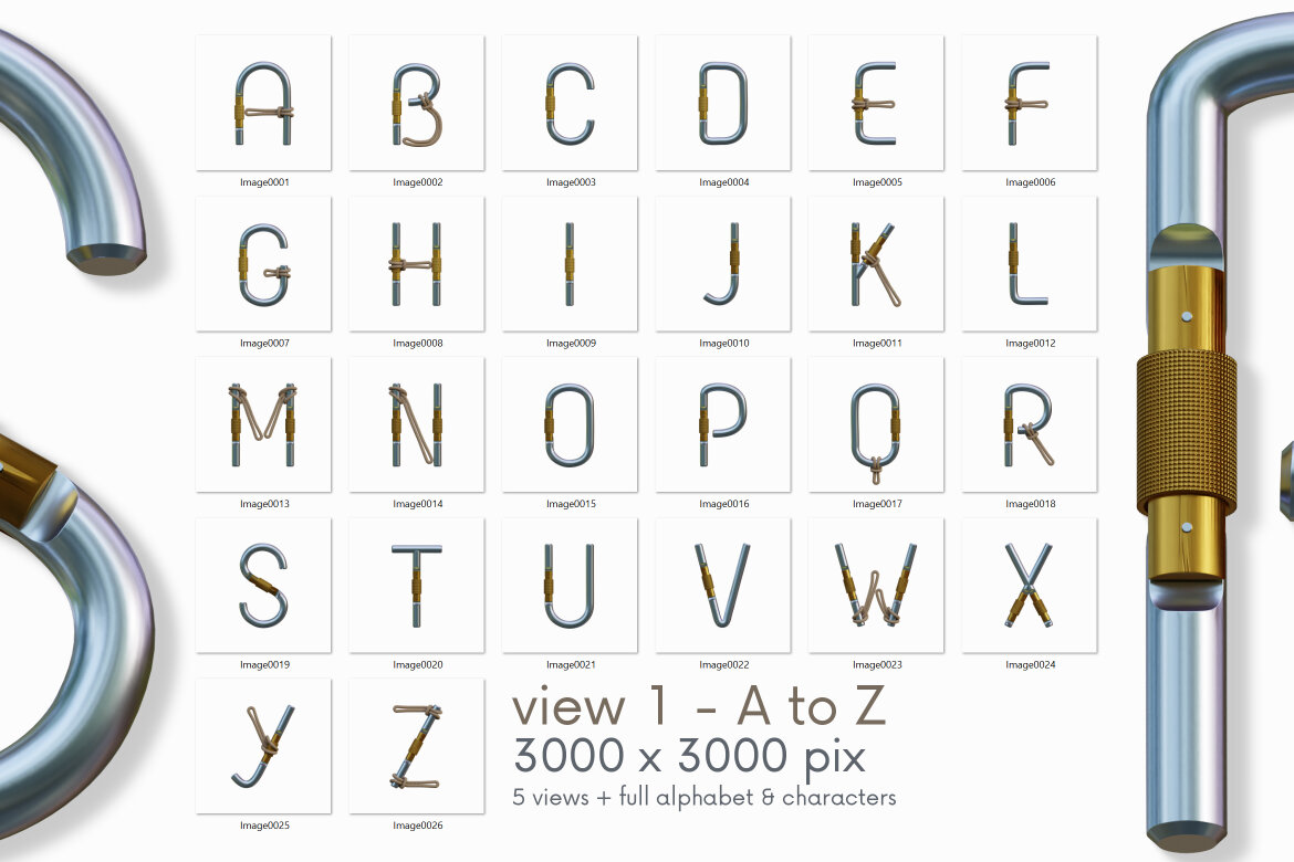 Carabiner - Free 3D Alphabet - view 6