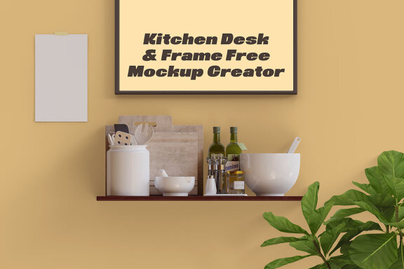 Kitchen Shelf & Frame - Free Mockup Creator