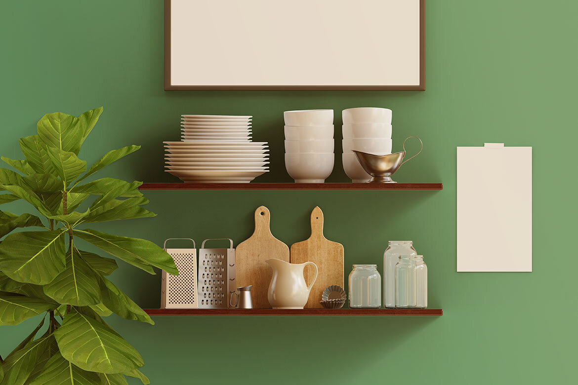 Kitchen Shelf & Frame - Free Mockup Creator alt