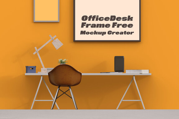 Office Desk & Frame - Free Mockup Creator