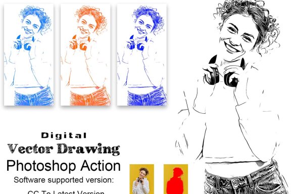 Digital Vector Drawing FREE Photoshop Action