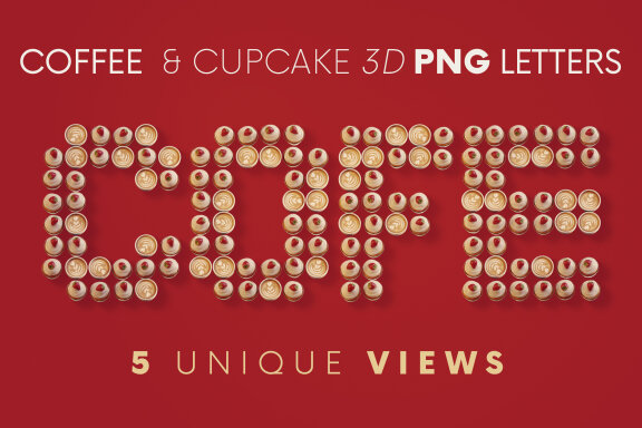 Coffee & Cupcake - Free 3D Alphabet