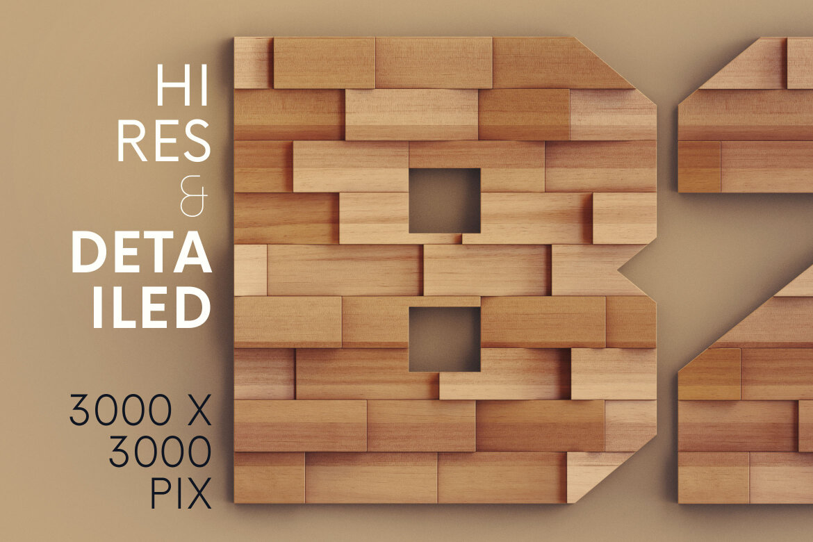 Wooden Deco Wall - Free 3D Alphabet alternate