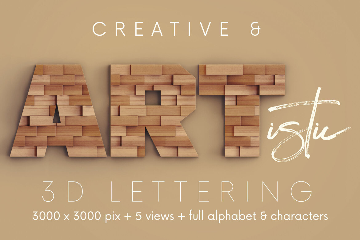 Wooden Deco Wall - Free 3D Alphabet - view 5