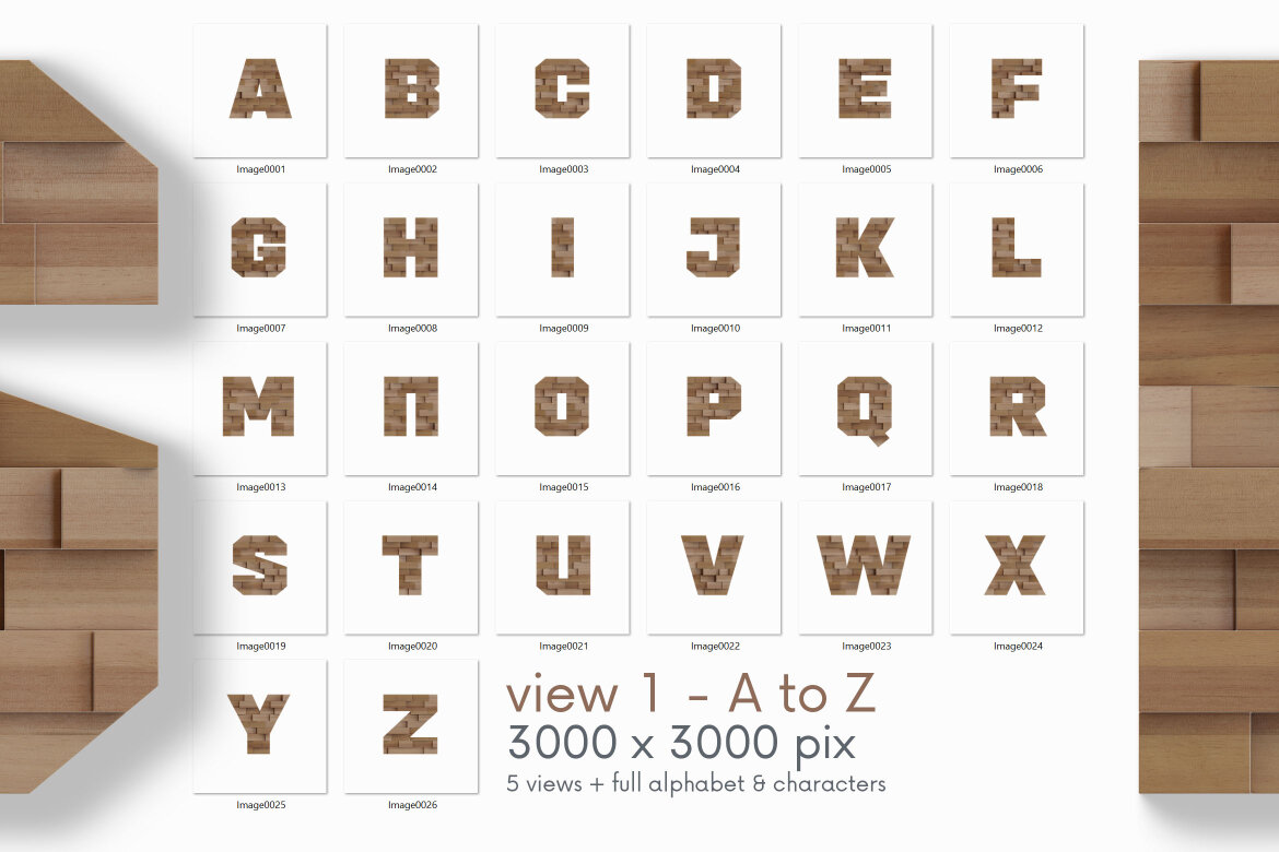 Wooden Deco Wall - Free 3D Alphabet - view 7