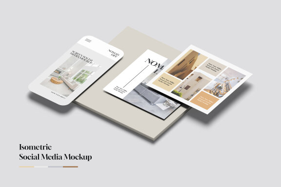 Isometric Social Media FREE Mockup