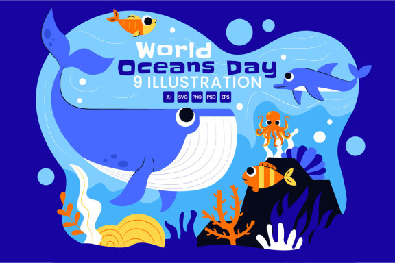 9 World Oceans Day FREE Illustrations