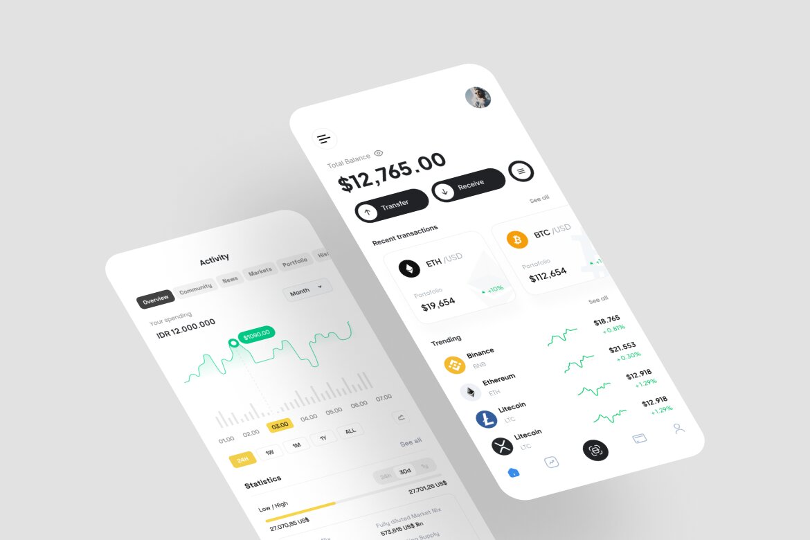 Crypto App Free UI Kit alternate